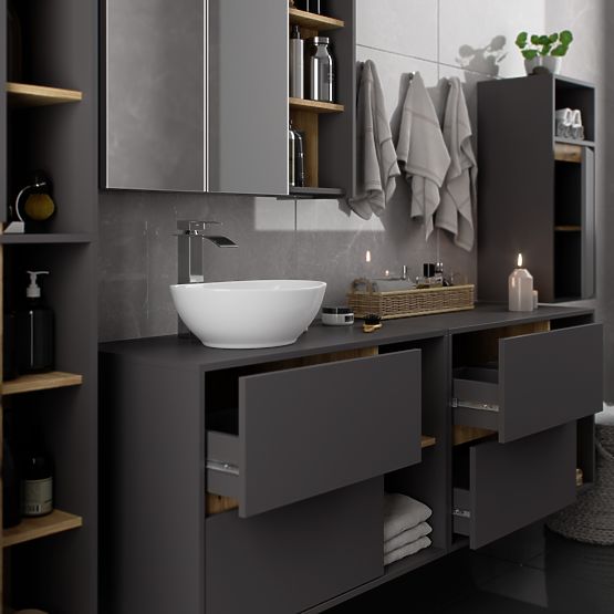 DULAP SUSPENDAT PENTRU BAIE VAMI W35 1D 1W GRAFIT GRI / STEJAR ARTISAN