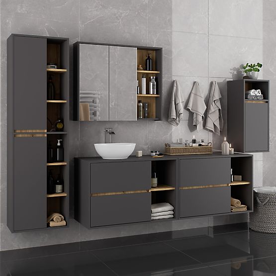 DULAP SUSPENDAT PENTRU BAIE VAMI W35 1D 1W GRAFIT GRI / STEJAR ARTISAN