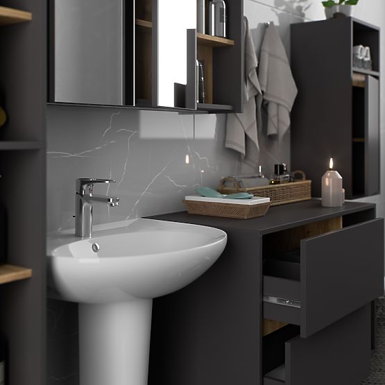 DULAP SUSPENDAT PENTRU BAIE VAMI W35 1D 1W GRAFIT GRI / STEJAR ARTISAN