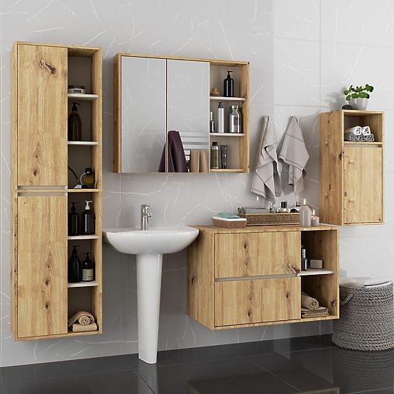 DULAP SUSPENDAT PENTRU BAIE VAMI W35 1D 1W STEJAR ARTISAN / CAȘMIR