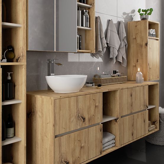 DULAP SUSPENDAT PENTRU BAIE VAMI W35 1D 1W STEJAR ARTISAN / CAȘMIR