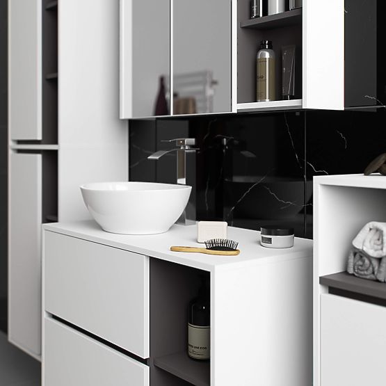 DULAP SUSPENDAT PENTRU BAIE VAMI W50 2D 6P ALB / GRI GRAFIT