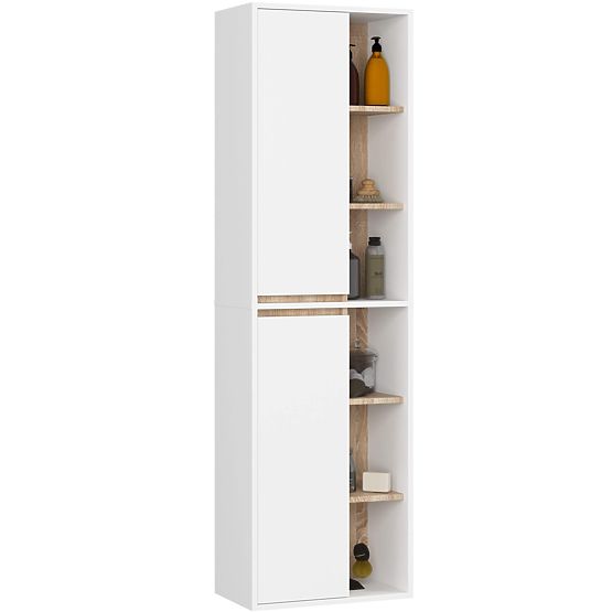 DULAP SUSPENDAT PENTRU BAIE VAMI W50 2D 6P ALB / STEJAR SONOMA