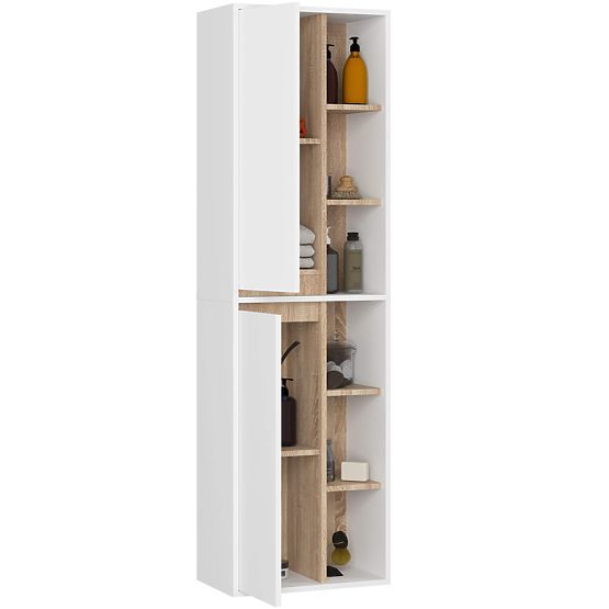 DULAP SUSPENDAT PENTRU BAIE VAMI W50 2D 6P ALB / STEJAR SONOMA