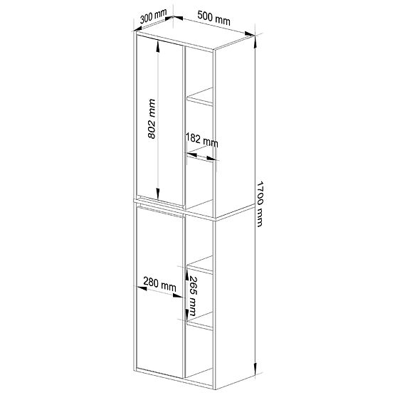 DULAP SUSPENDAT PENTRU BAIE VAMI W50 2D 6P ALB / STEJAR SONOMA