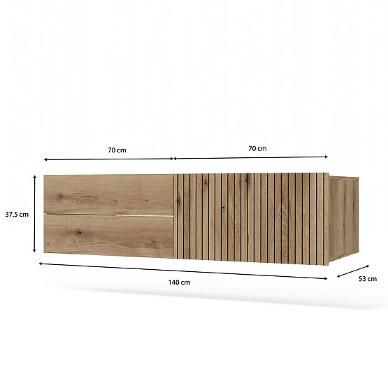 DULAP SUSPENDAT SUB LAVOAR TIGO 1D2S STEJAR EVOKE 140 CM 2 SERTARE PANOU FRONTAL RIGLAT