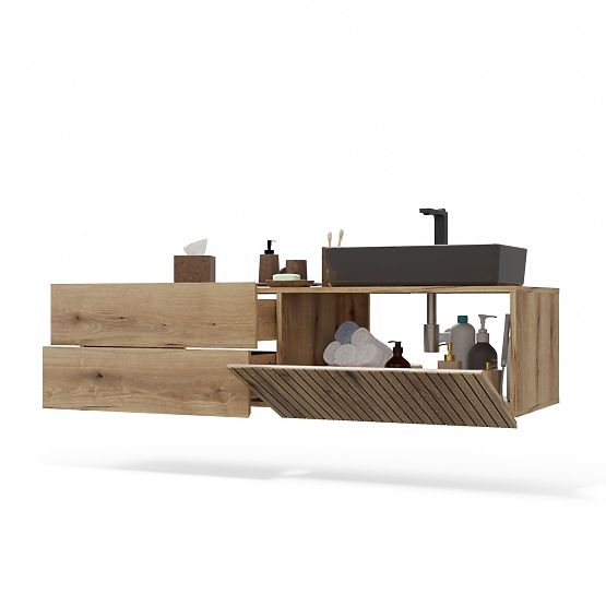 DULAP SUSPENDAT SUB LAVOAR TIGO 1D2S STEJAR EVOKE 140 CM 2 SERTARE PANOU FRONTAL RIGLAT