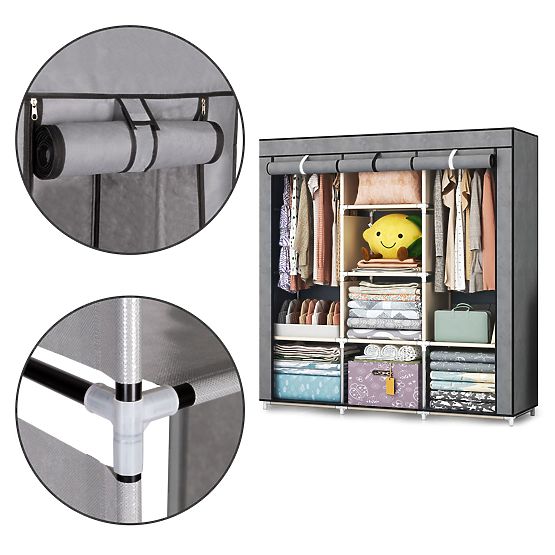 Dulap textil mare cu rafturi pentru haine și pantofi