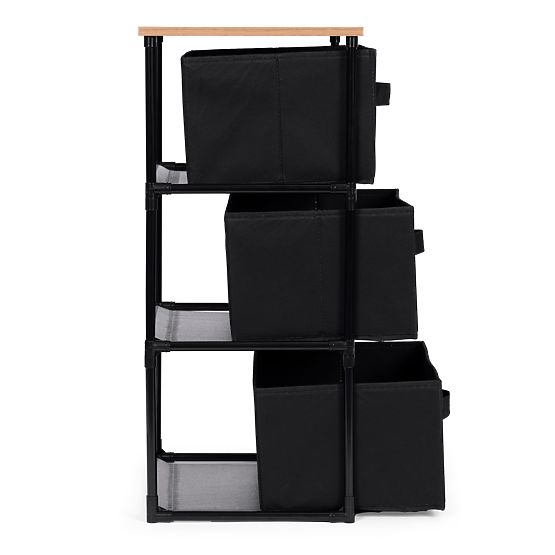 Dulap textil organizator cu coșuri detașabile 3 niveluri loft negru ModernHome
