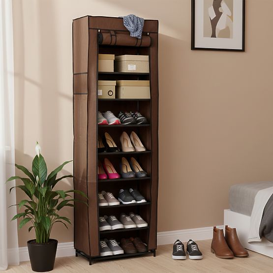 Dulap textil pentru pantofi Lea - maro închis