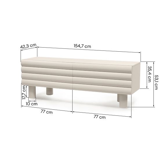 Dulap TV Anatra, canelat, bej, forme rotunjite