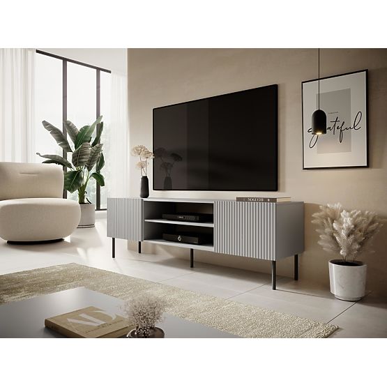 Dulap TV ASENSIO RTV-1 180 cm gri deschis, picioare: negre (1p=1buc)