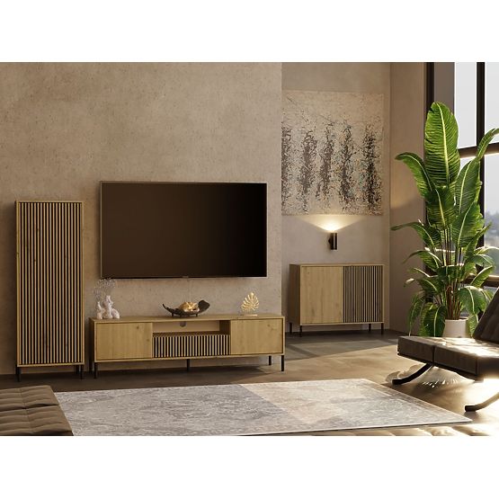 DULAP TV KAMARO 160 STEJAR ARTISAN Canelat + Panou Frontal Clasic