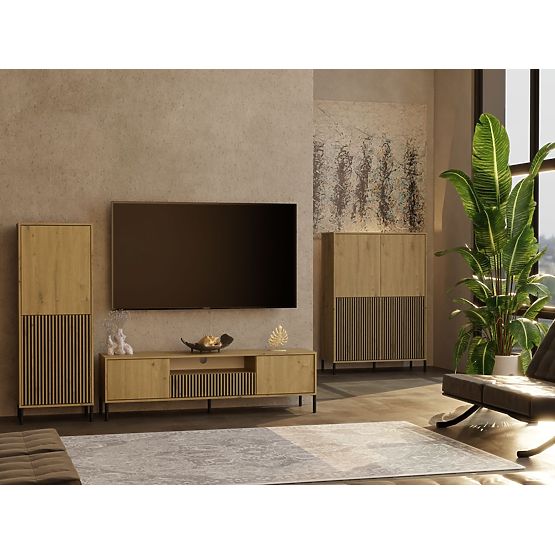 DULAP TV KAMARO 160 STEJAR ARTISAN Canelat + Panou Frontal Clasic