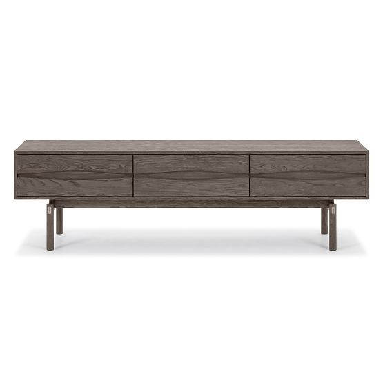 Dulap TV Quadri cu sertare, lemn masiv de stejar, furnir, maro espresso