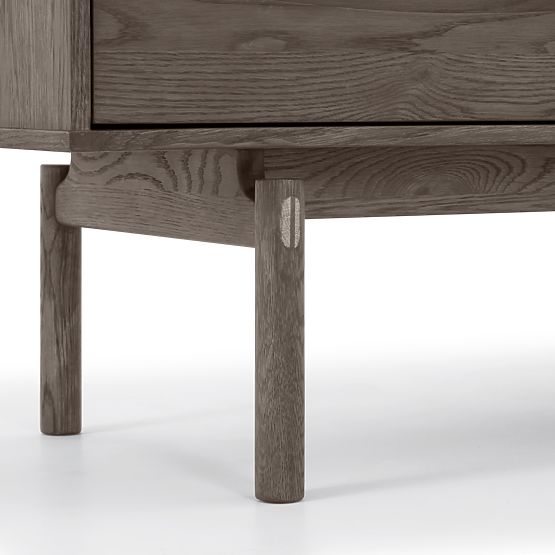 Dulap TV Quadri cu sertare, lemn masiv de stejar, furnir, maro espresso