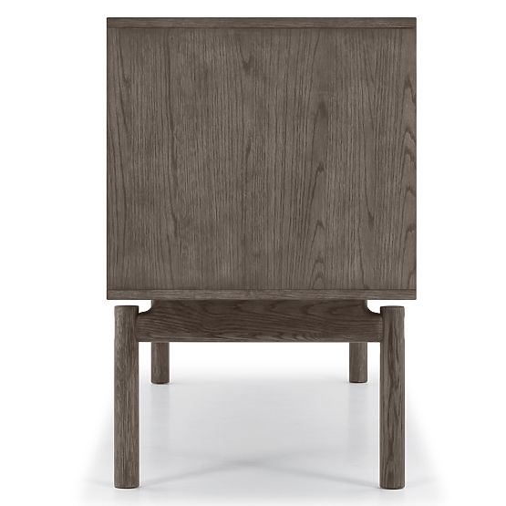 Dulap TV Quadri cu sertare, lemn masiv de stejar, furnir, maro espresso