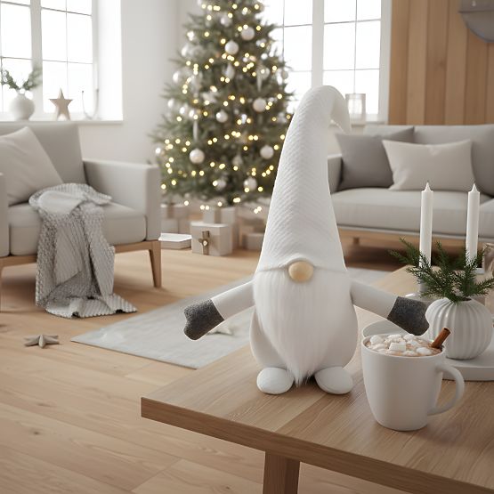 Elf de Crăciun 35cm YX045 Alb