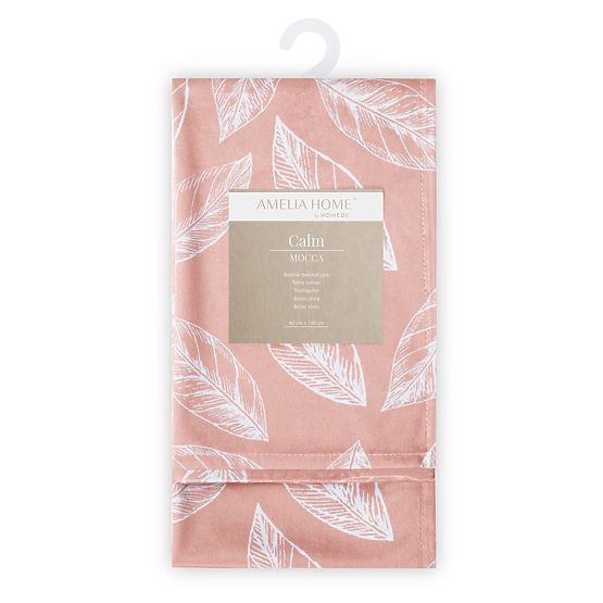 Față de masă CALM culoare roz pudrat motiv vegetal imprimat stil clasic 40x140 ameliahome