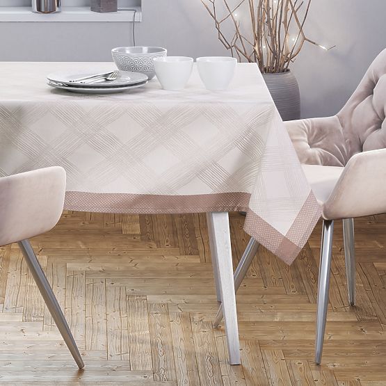 Față de masă MILLUZA crem metalizat motiv clasic 110x160 ameliahome