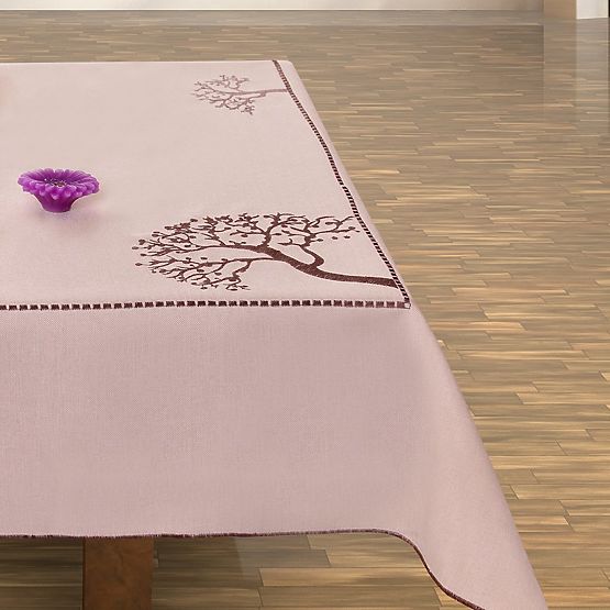 Față de masă OLD COLLECTIONS culoare bej cu motiv vegetal brodat 30x45 decor tephani