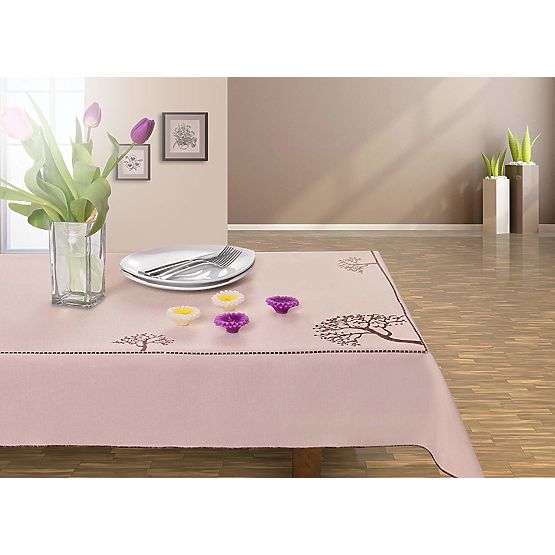 Față de masă OLD COLLECTIONS culoare bej cu motiv vegetal brodat 30x45 decor tephani