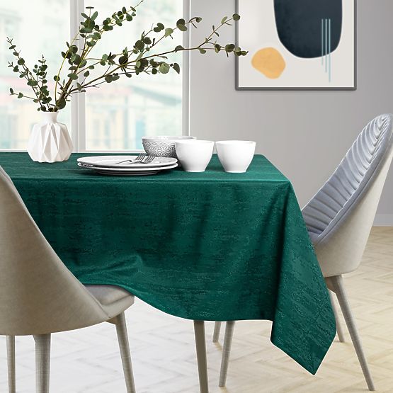 Față de masă VESTA culoare verde sticlă cu model modern embosat 30x140 ameliahome