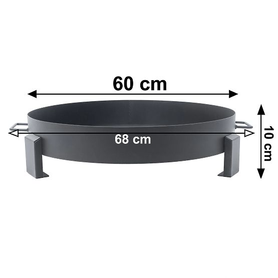 Focar mare din fontă pentru grădină de 60 cm cu mânere, ideal pentru foc de tabără