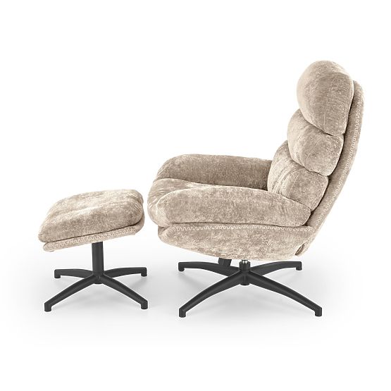 Fotoliu de relaxare DARIO cu taburet și funcție de legănare, bej (1p=1buc)