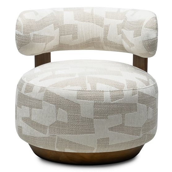 Fotoliu de relaxare Dolce, forme rotunjite, bej/crem, nuc