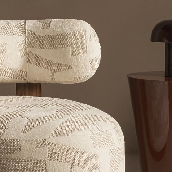 Fotoliu de relaxare Dolce, forme rotunjite, bej/crem, nuc