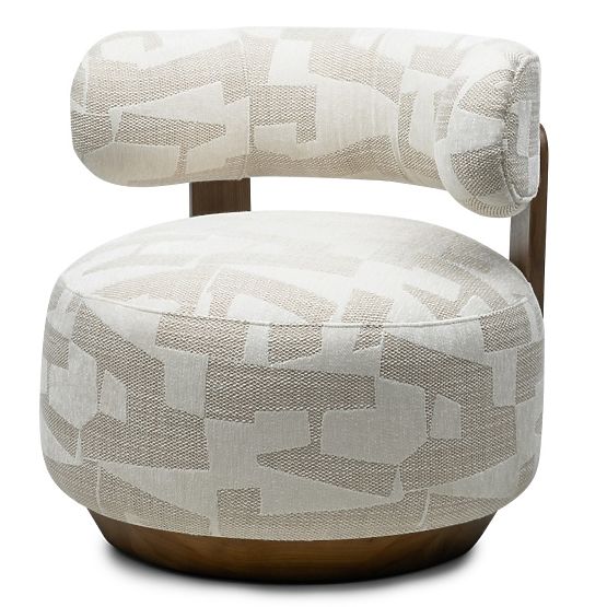 Fotoliu de relaxare Dolce, forme rotunjite, bej/crem, nuc
