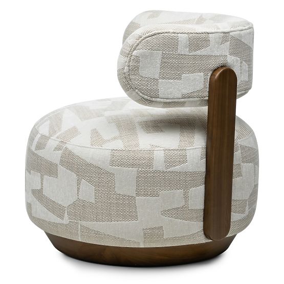 Fotoliu de relaxare Dolce, forme rotunjite, bej/crem, nuc