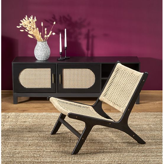 Fotoliu de relaxare FODEN, negru / natural (1p=1buc)