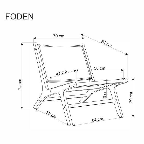 Fotoliu de relaxare FODEN, negru / natural (1p=1buc)