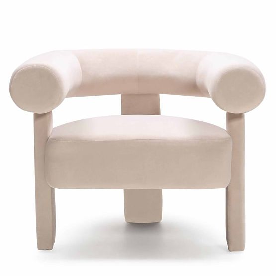 Fotoliu de relaxare Hella bej deschis, catifea, rotunjit