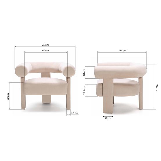 Fotoliu de relaxare Hella bej deschis, catifea, rotunjit