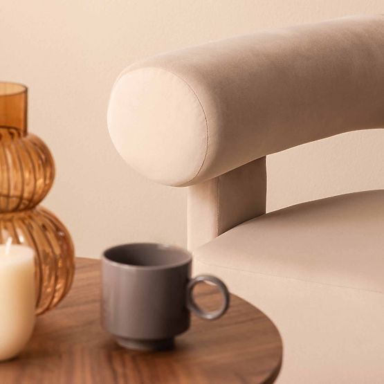 Fotoliu de relaxare Hella bej deschis, catifea, rotunjit