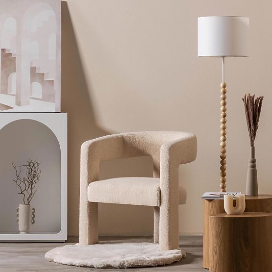 Fotoliu de relaxare Lory, boucle, bej