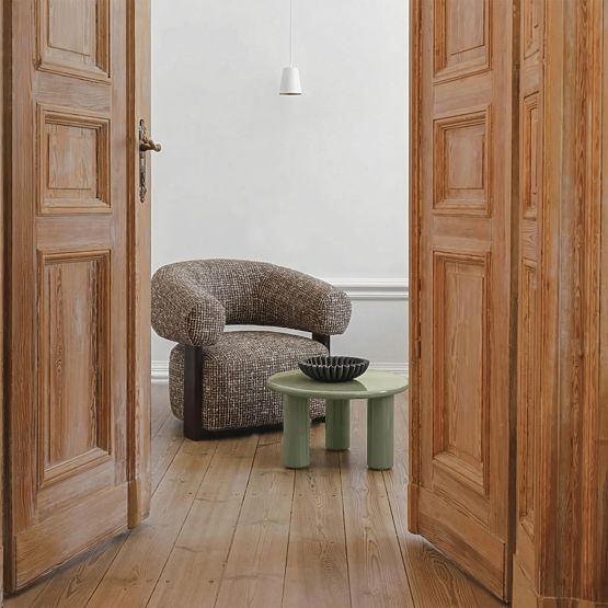 Fotoliu de relaxare Maribel maro-crem/nuc, forme rotunjite