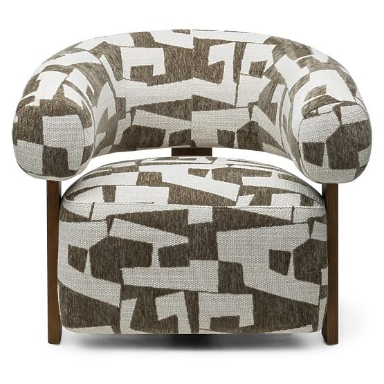 Fotoliu de relaxare Maribel olive-crem/nuc, forme rotunjite