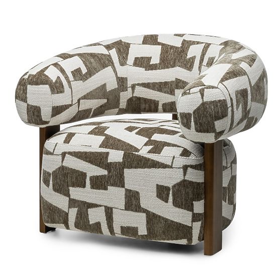 Fotoliu de relaxare Maribel olive-crem/nuc, forme rotunjite