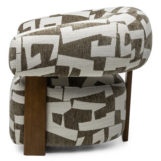 Fotoliu de relaxare Maribel olive-crem/nuc, forme rotunjite