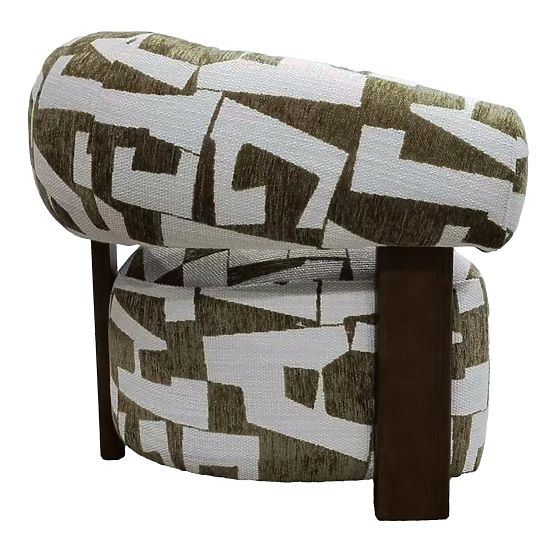 Fotoliu de relaxare Maribel olive-crem/nuc, forme rotunjite