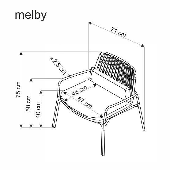 Fotoliu de relaxare MELBY, cadru - alb, tapițerie - gri (2p=6buc)