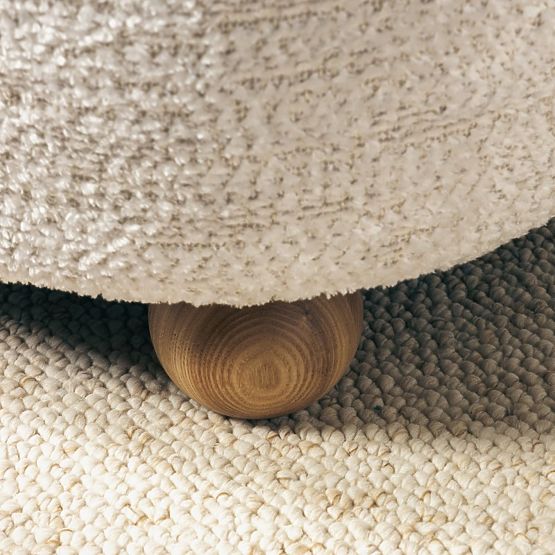 Fotoliu de relaxare Monroe bej/natural, forme rotunjite, picioare sferice