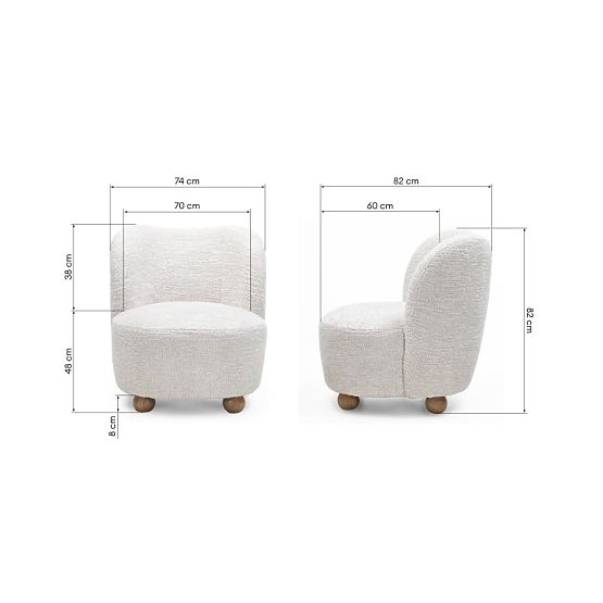 Fotoliu de relaxare Monroe bej/natural, forme rotunjite, picioare sferice