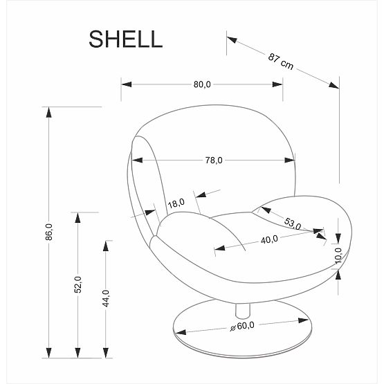 Fotoliu de relaxare SHELL, gri (1p=1buc)