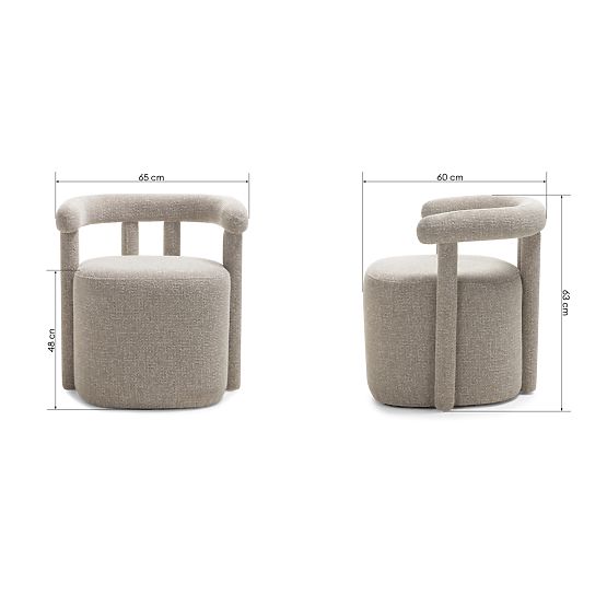 Fotoliu Glen tapițat gri, forme rotunjite