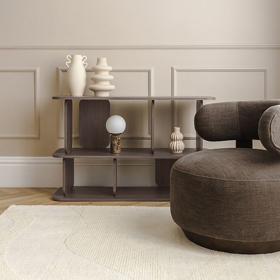 Fotoliu Relaxant Dolce, forme rotunjite, espresso maro, nuc